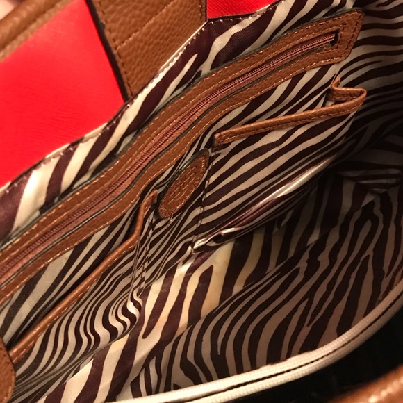 Dana Buchman Red and Navy Striped Purse Bag - Picture 5 of 8